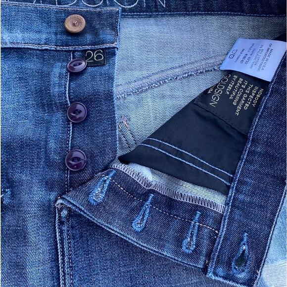 New Goldsign Blitz Embroidered Distressed Button Fly Jean Denim Mini Skirt 27 - Picture 13 of 14